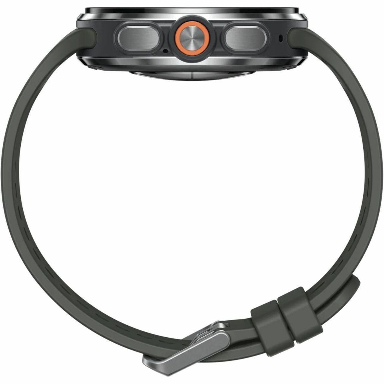 Samsung Galaxy Watch Ultra2 SM-L715F Smart Watch - 47.40 mm Case Height - 47.10 mm Case Width - Titanium Silver Body Color - Olive Band Color - Titanium Case Material - Wireless LAN - 4G - LTE, UMTS
