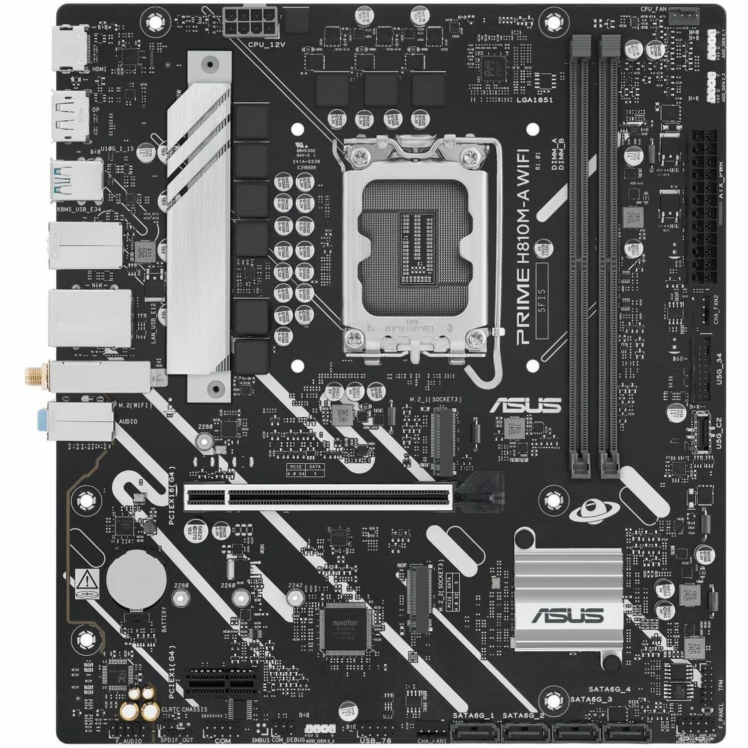 Asus Prime H810M-A WIFI-CSM Desktop Motherboard - Intel H810 Chipset - Socket LGA-1851 - Micro ATX