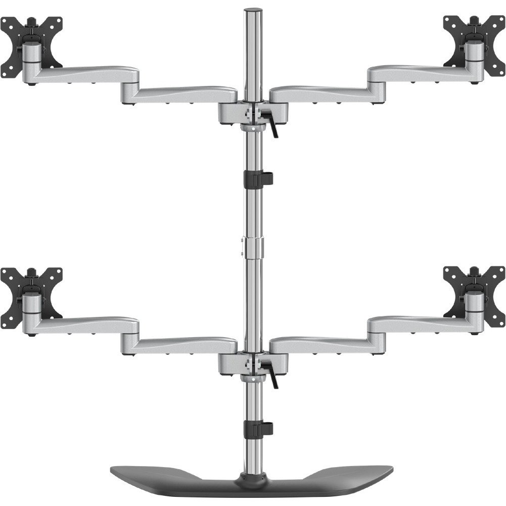 StarTech.com Quad Monitor Stand, Desktop VESA 4 Monitor Arm up to 32" (17.6lb/8kg) Screens, Ergonomic Articulating Pole Mount, Adjustable