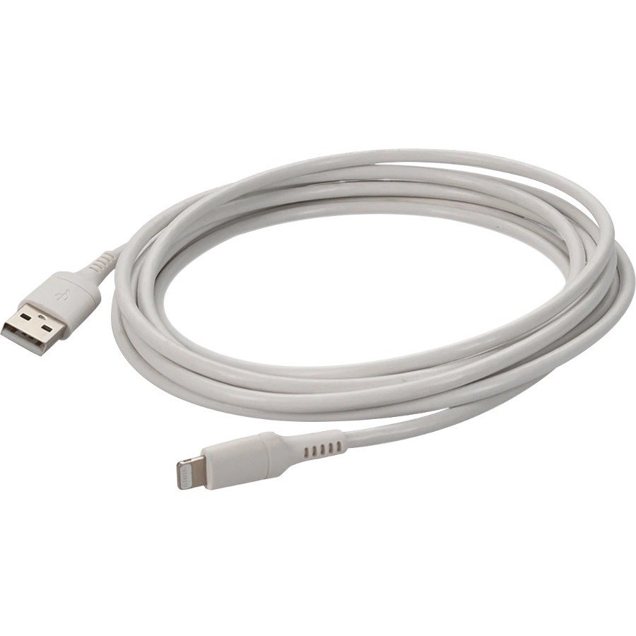 10ft (3m) USB-A 2.0 Male to Lightning Male Sync and Charge White Cable