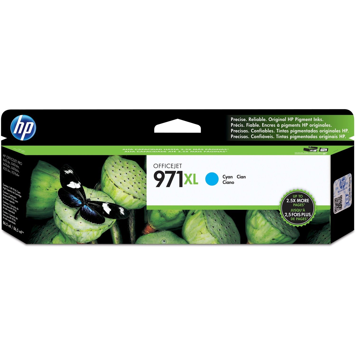 HP 971XL (CN626AM) Original High Yield Inkjet Ink Cartridge - Single Pack - Cyan - 1 Each