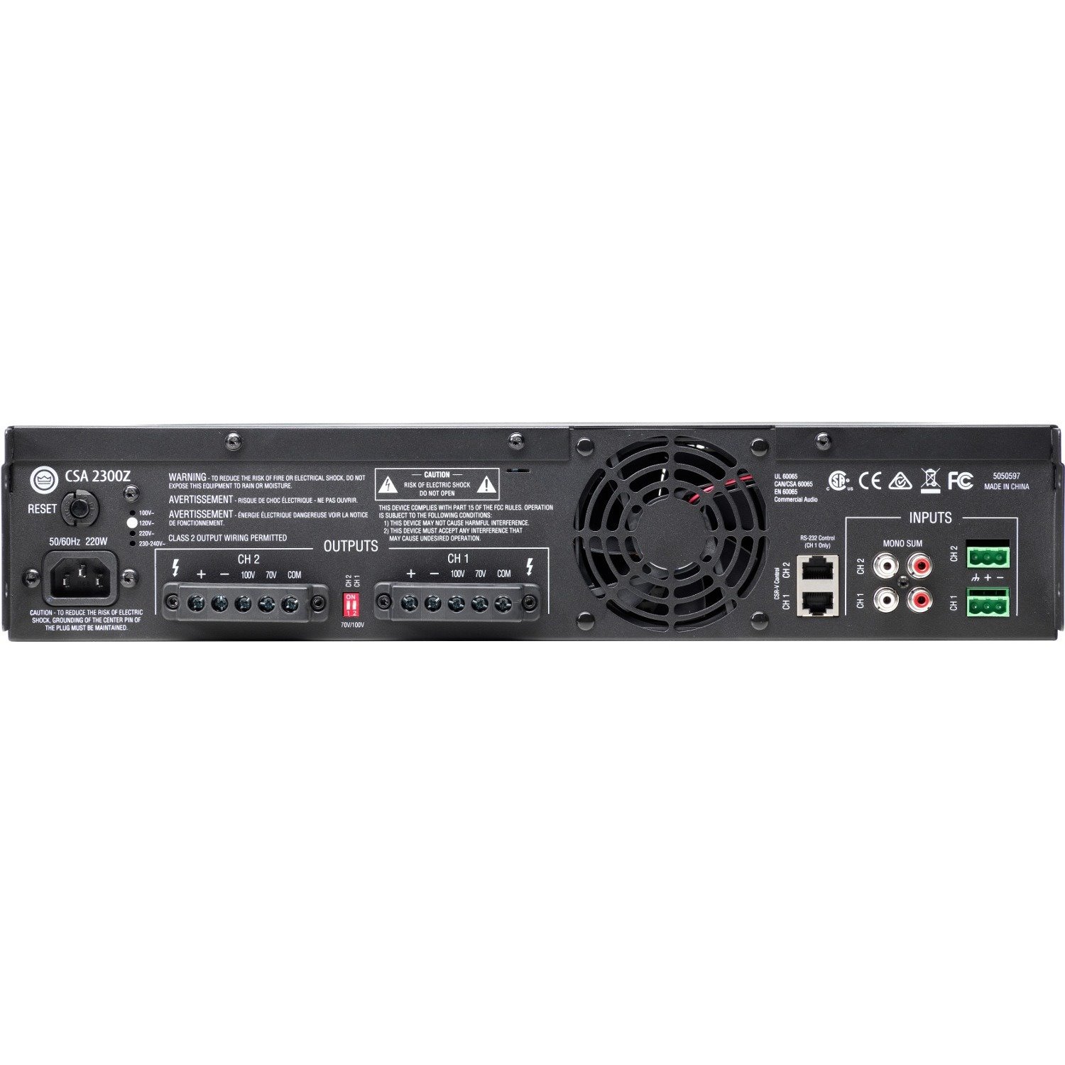 JBL Commercial Commercial 2300Z Amplifier - 600 W RMS - 2 Channel - Black