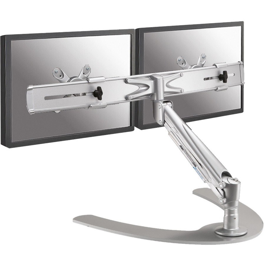 Newstar Full Motion Dual Desk Stand for two 10-24" Monitor Screens, Height Adjustable (gas spring) - Silver