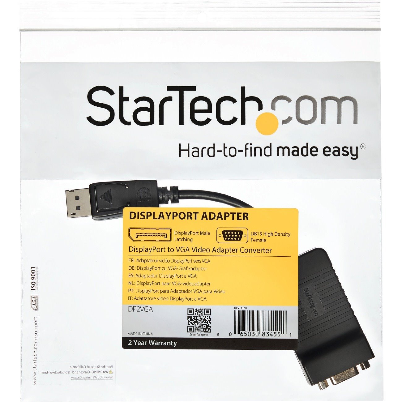 StarTech.com DisplayPort to VGA Adapter, Active DP to VGA Converter, 1080p Video DP to VGA Monitor Dongle, Latching DP Connector, Durable