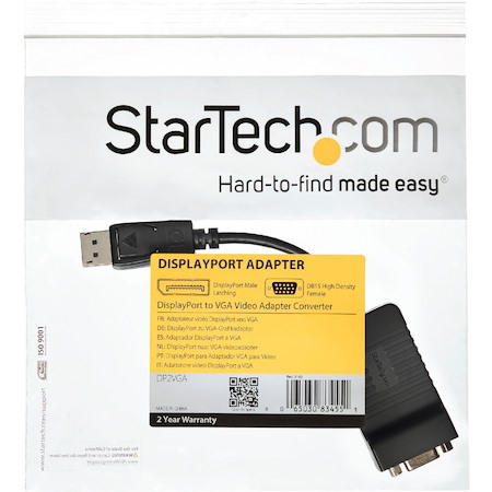 StarTech.com DisplayPort to VGA Adapter, Active DP to VGA Converter, 1080p Video DP to VGA Monitor Dongle, Latching DP Connector, Durable