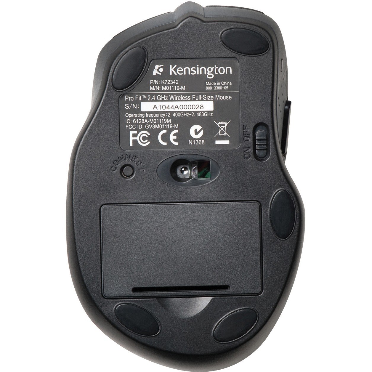 Kensington ProFit Mouse - Radio Frequency - USB - Optical - Black - 1