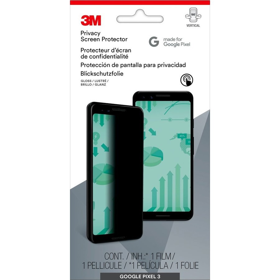 3M Privacy Screen Protector for Google Pixel 3 Phone (MPPGG009) Black, Glossy