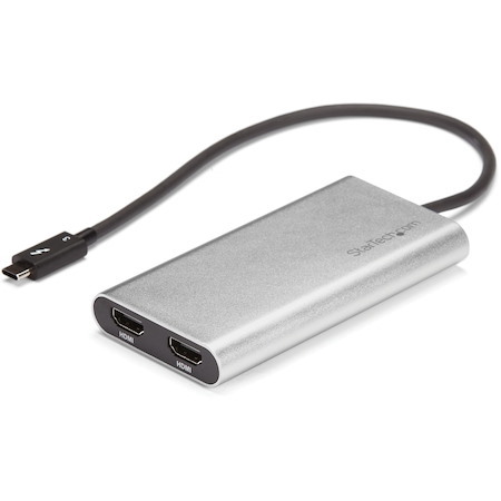StarTech.com Thunderbolt to Dual HDMI 2.0 Adapter, Dual 4K 60Hz HDMI Video Converter, 2x Monitor Display Adapter, Mac & Windows