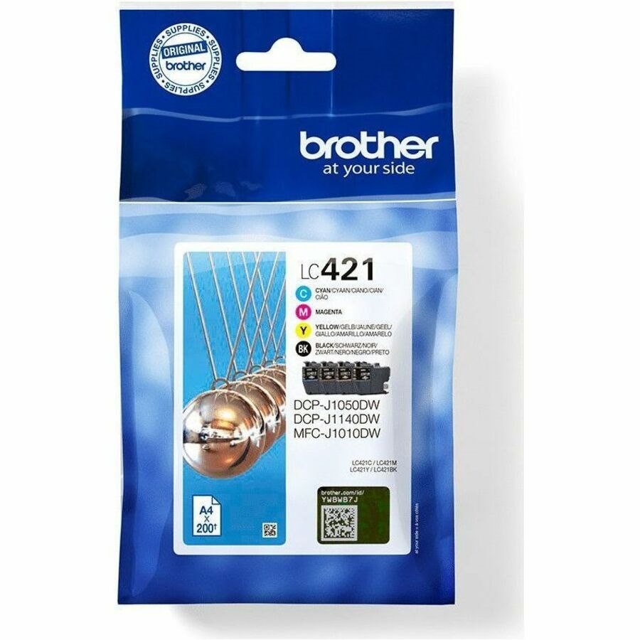 Brother LC421VAL Original Standard Yield Inkjet Ink Cartridge - Black, Cyan, Magenta, Yellow - 4 / Pack