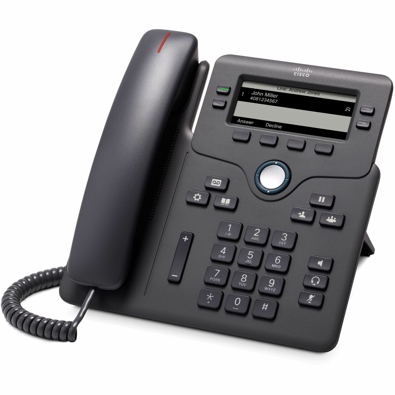 Cisco 6851 IP-telefoon - Bedraad - 3 Multiple Conferencing - Op muur monteerbaar, Desktop - Houtskool
