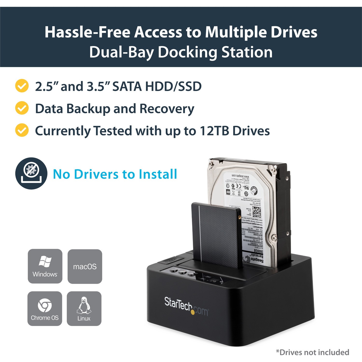 STARTECH USB 3.0 (6GBPS) HDD DUPLICATOR DOCK - 2.5" & 3.5" SATA SSD/HDDS, 2YR