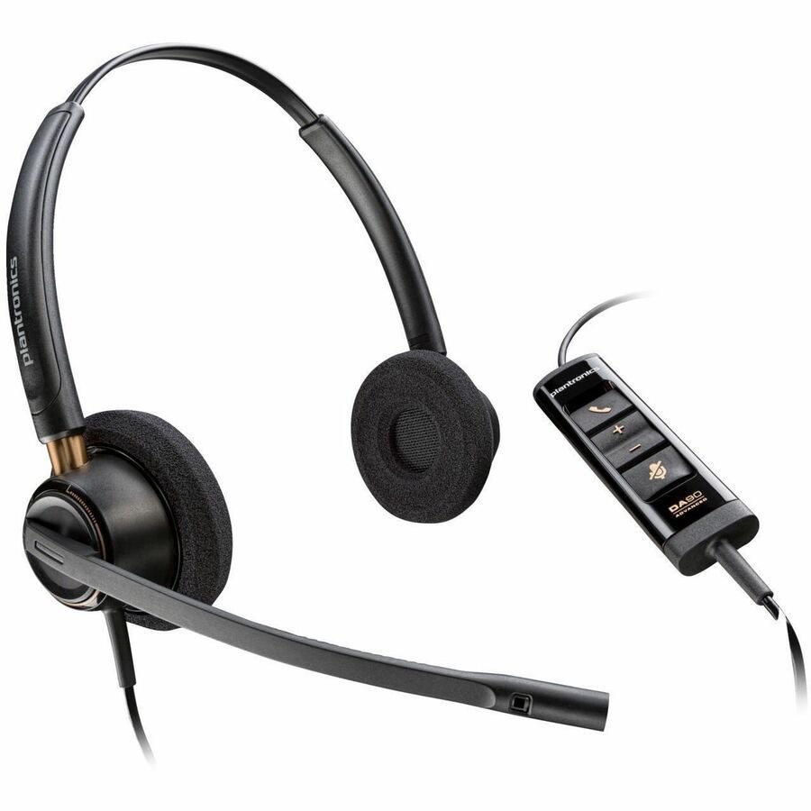 Poly EncorePro 525 Bedraad Over het hoofd, Op het oor Stereo Headset - Zwart