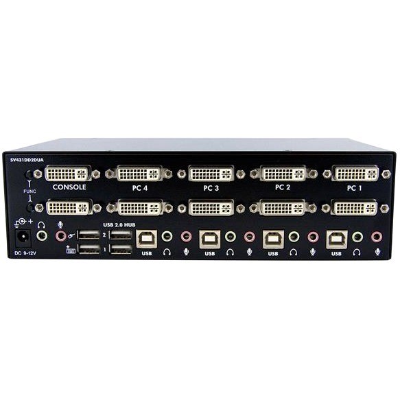 StarTech.com 4 Port Dual DVI USB KVM Switch w/ Audio & USB Hub