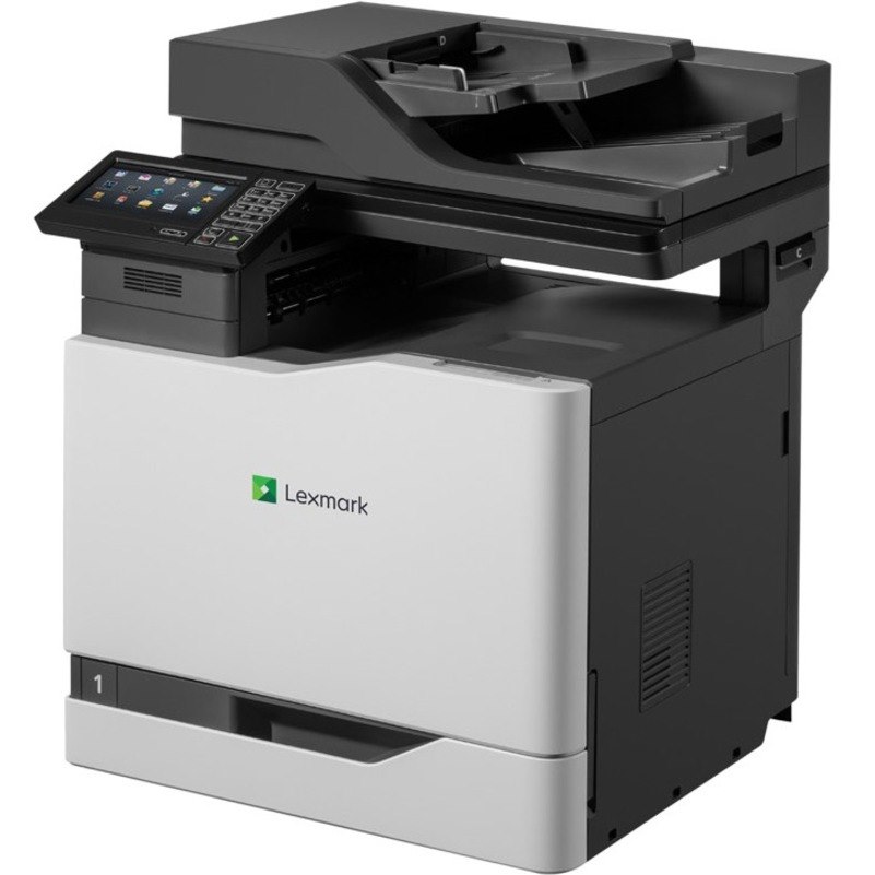 Lexmark CX820de Laser Multifunction Printer-Color-Copier/Fax/Scanner-52 ppm Mono/52 ppm Color Print-1200x1200 Print-Automatic Duplex Print-200000 Pages Monthly-650 sheets Input-Color Scanner-1200 Optical Scan-Color Fax-Gigabit Ethernet