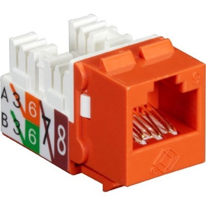 Black Box 25-PK Orange Unshielded CAT6 Keystone Jack, 110 Punchdown, TAA