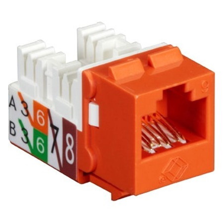 Black Box 25-PK Orange Unshielded CAT6 Keystone Jack, 110 Punchdown, TAA