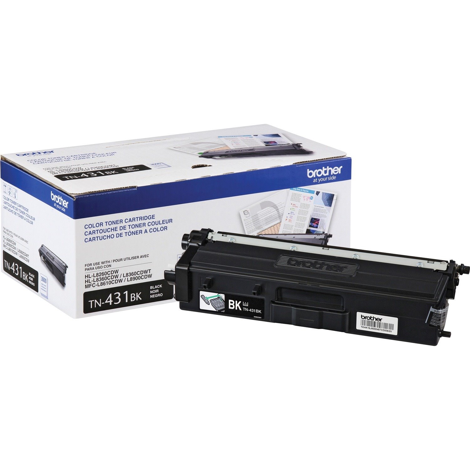 Brother TN431BK Original Standard Yield Laser Toner Cartridge - Black - 1 Each