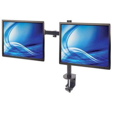 TV & Monitor Mount, Desk, Full Motion, 2 Screens, Screen Sizes: 10-27" , Black, Clamp Assembly, Dual Screen, VESA 75x75 to 100x100mm, Max 8kg (each), Lifetime Warranty
