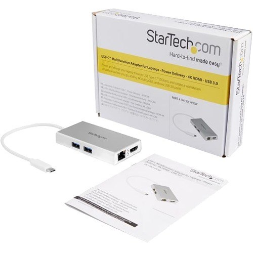 StarTech.com USB-C Multiport Adapter - USB-C Travel Dock w/ 4K HDMI - 60W PD Pass-Through, GbE, 2x USB-A - Mini USB Type-C Docking Station