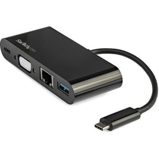 StarTech.com USB C Multiport Adapter - Mini USB-C Dock w/ VGA Video - 60W Power Delivery Passthrough - USB Type-A 5Gbps - Gigabit Ethernet