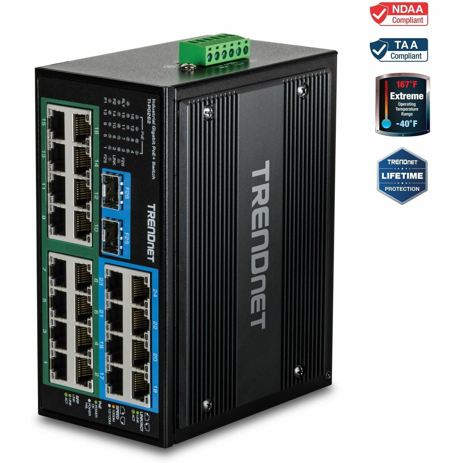 TRENDnet TI-PG262 24 Ports Ethernet Switch - Gigabit Ethernet - 1000Base-T, 100/1000Base-X - TAA Compliant