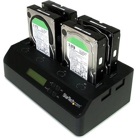 StarTech.com 4-Bay Hard Drive Duplicator and Eraser, Standalone HDD/SSD Cloner and Disk Eraser, USB 3.0 / eSATA to SATA Docking Station
