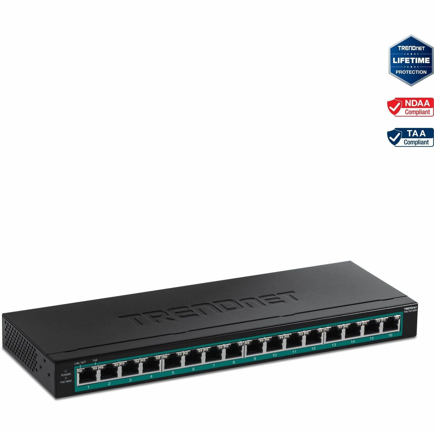 TRENDnet TPE-TG160H 16 Ports Ethernet Switch - Gigabit Ethernet - 10/100/1000Base-T - New - TAA Compliant