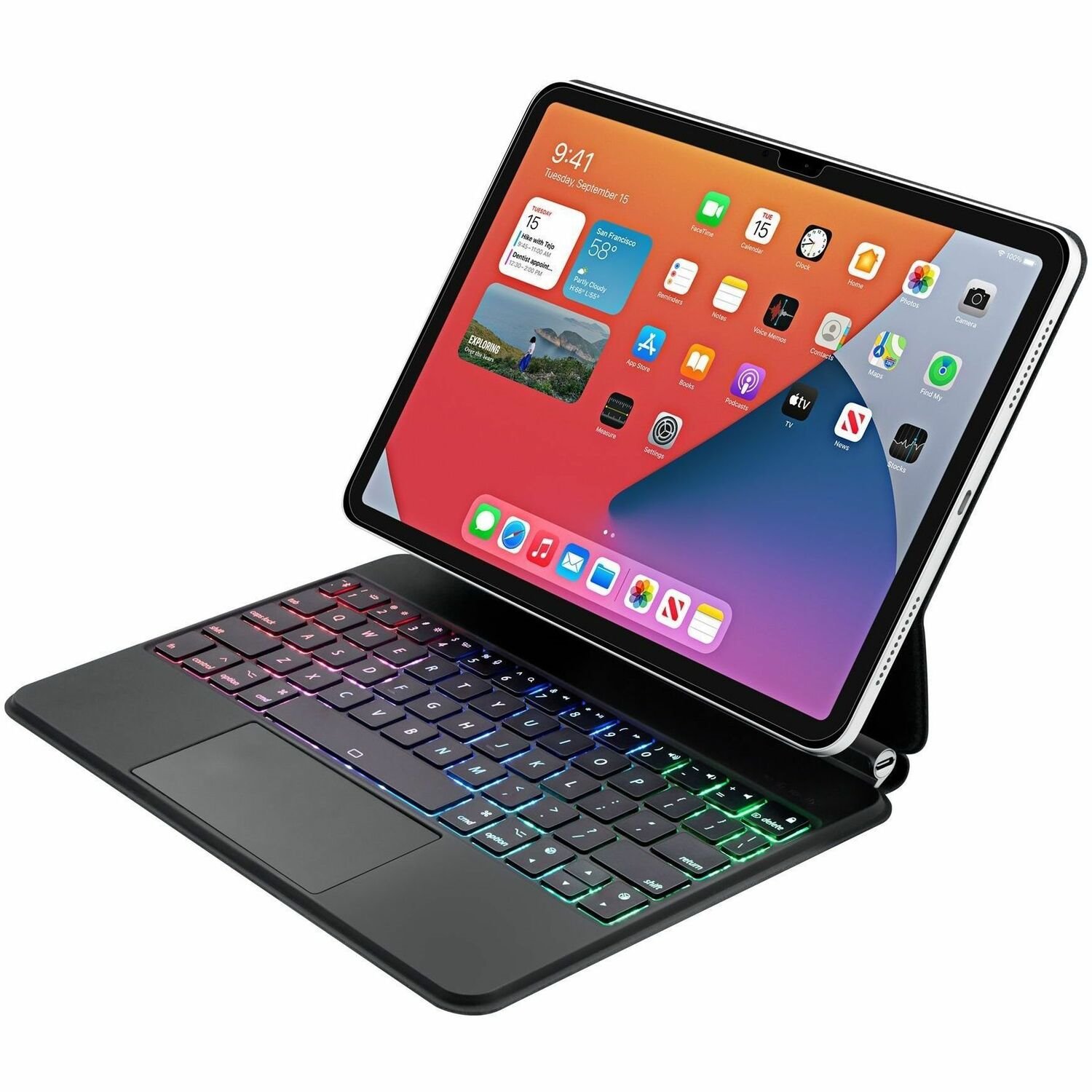 Adesso Portable Keyboard/Cover Case for 10.9" to 11" Apple iPad Pro 11 (2024) Tablet - English (US) Keyboard
