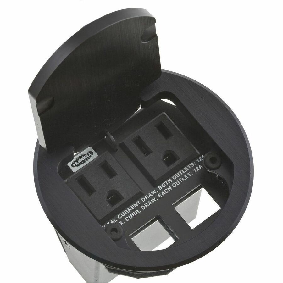 Hubbell Premise Wiring Furniture Connectivity Boxes, Table Top Box, Dual Service, 2) Outlet, Aluminum