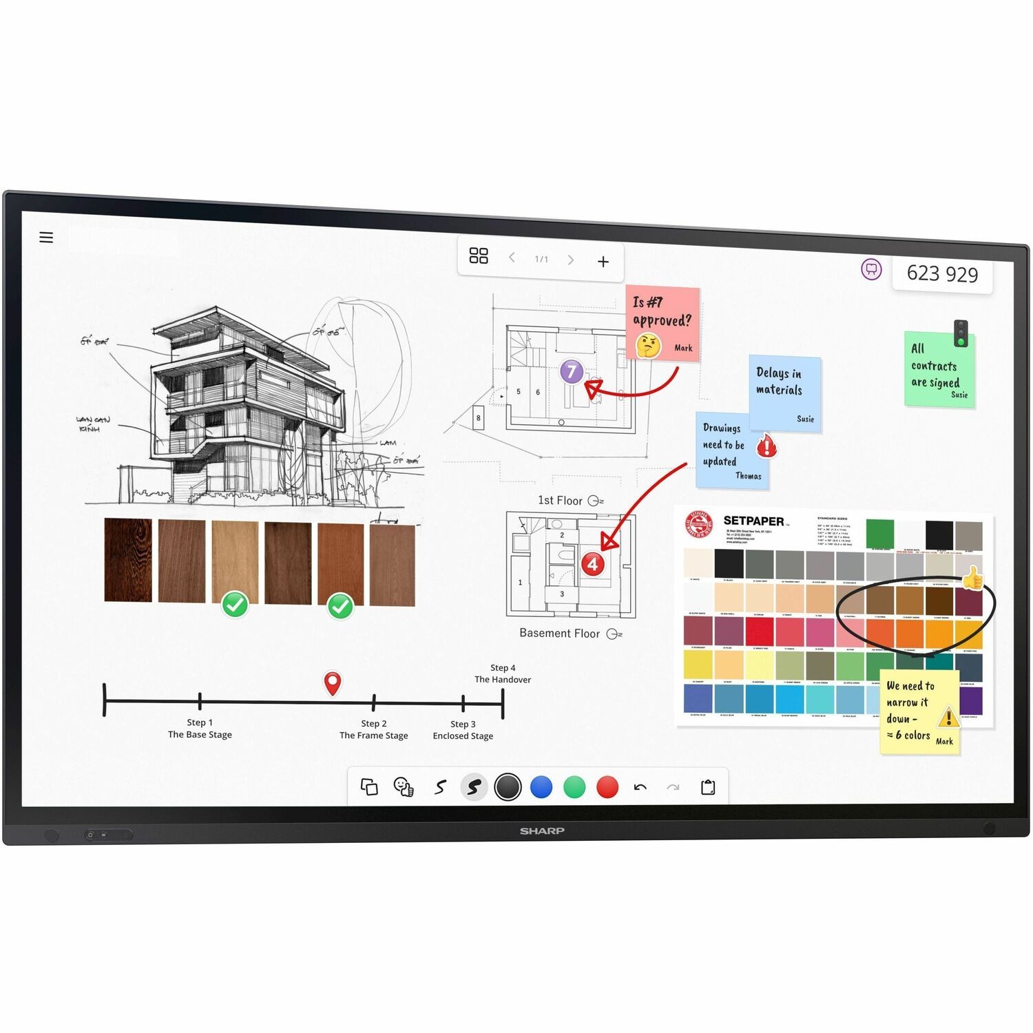 SHARP&reg; AQUOS BOARD PN-LA862 4K UHD LCD Videoconferencing display