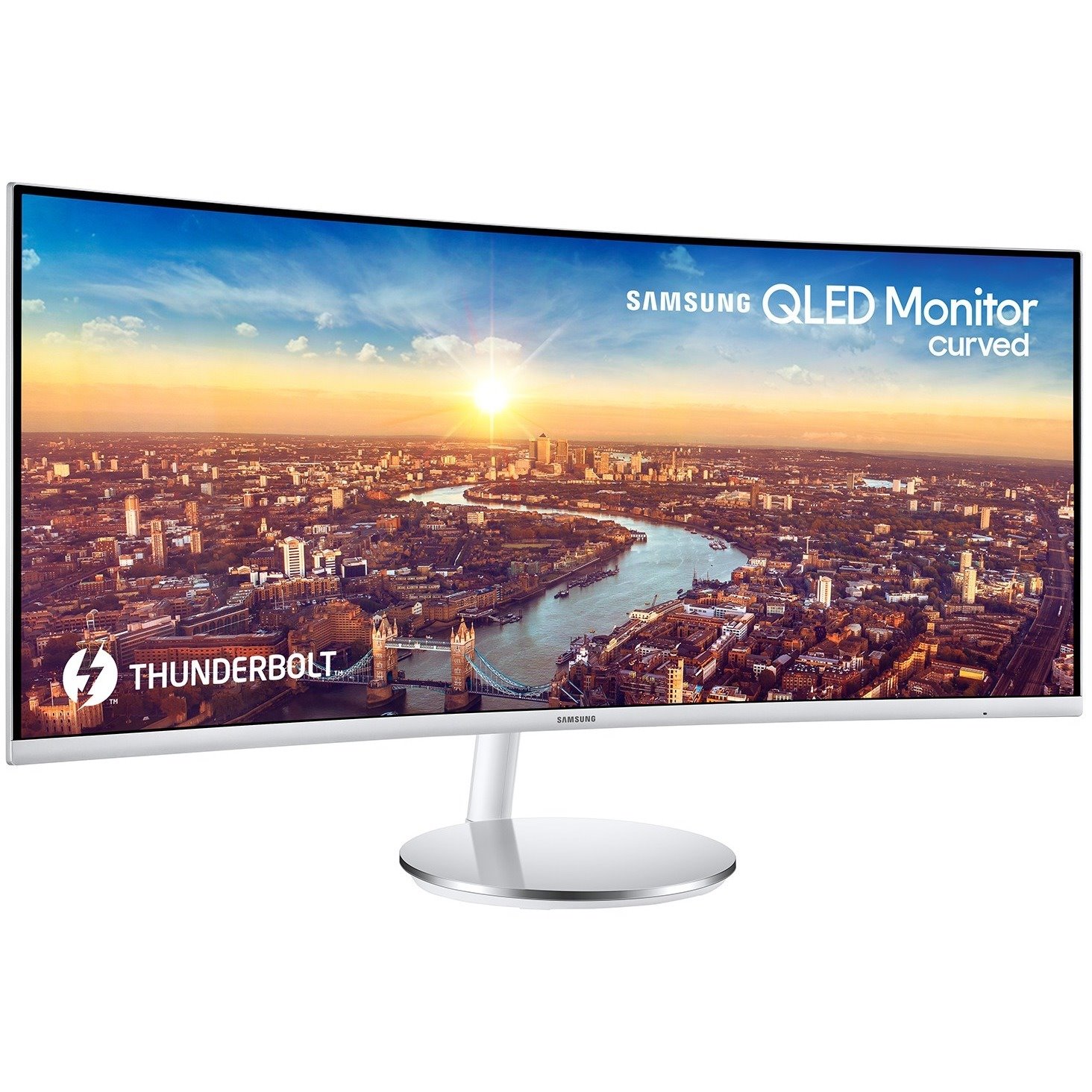 Samsung C34J791WTN 34" Class Double Full HD (DFHD) Curved Screen LCD Monitor - 21:9 - Silver, White