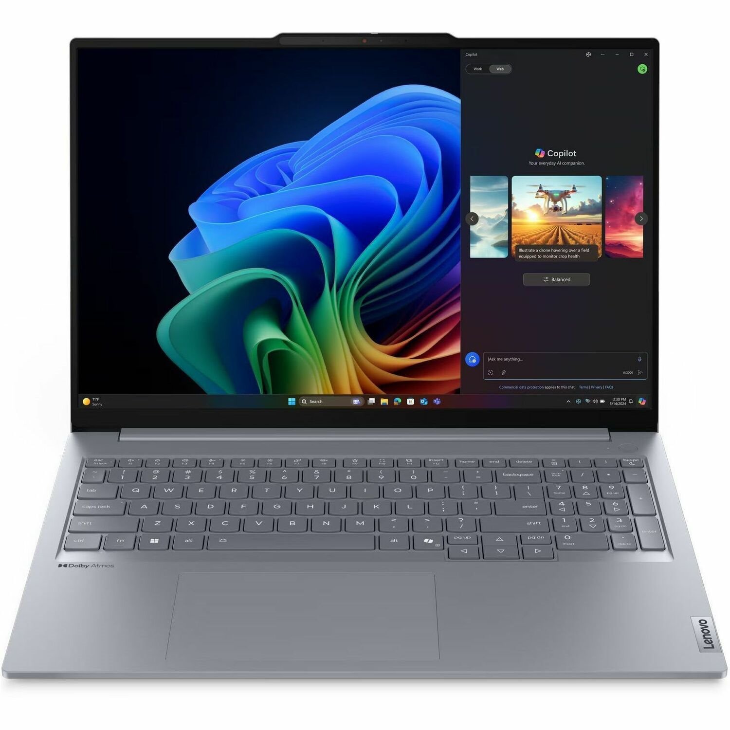 Lenovo ThinkBook 16 G7 QOY 21NH000KCA 16" Copilot+ PC Notebook - WUXGA - Qualcomm Snapdragon X Plus X1P-42-100 - 16 GB - 512 GB SSD - French, English Keyboard - Luna Gray