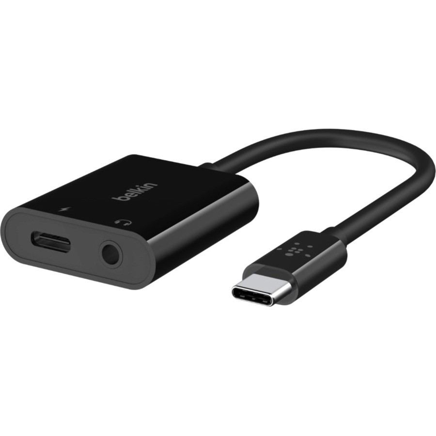 Belkin RockStar 3.5mm Audio + USB-C PD Charge Adapter - Black (NPA004btBK), 60W, Superior Audio, 2-in1 Solution, Apple iPhone, 2 Years Warranty