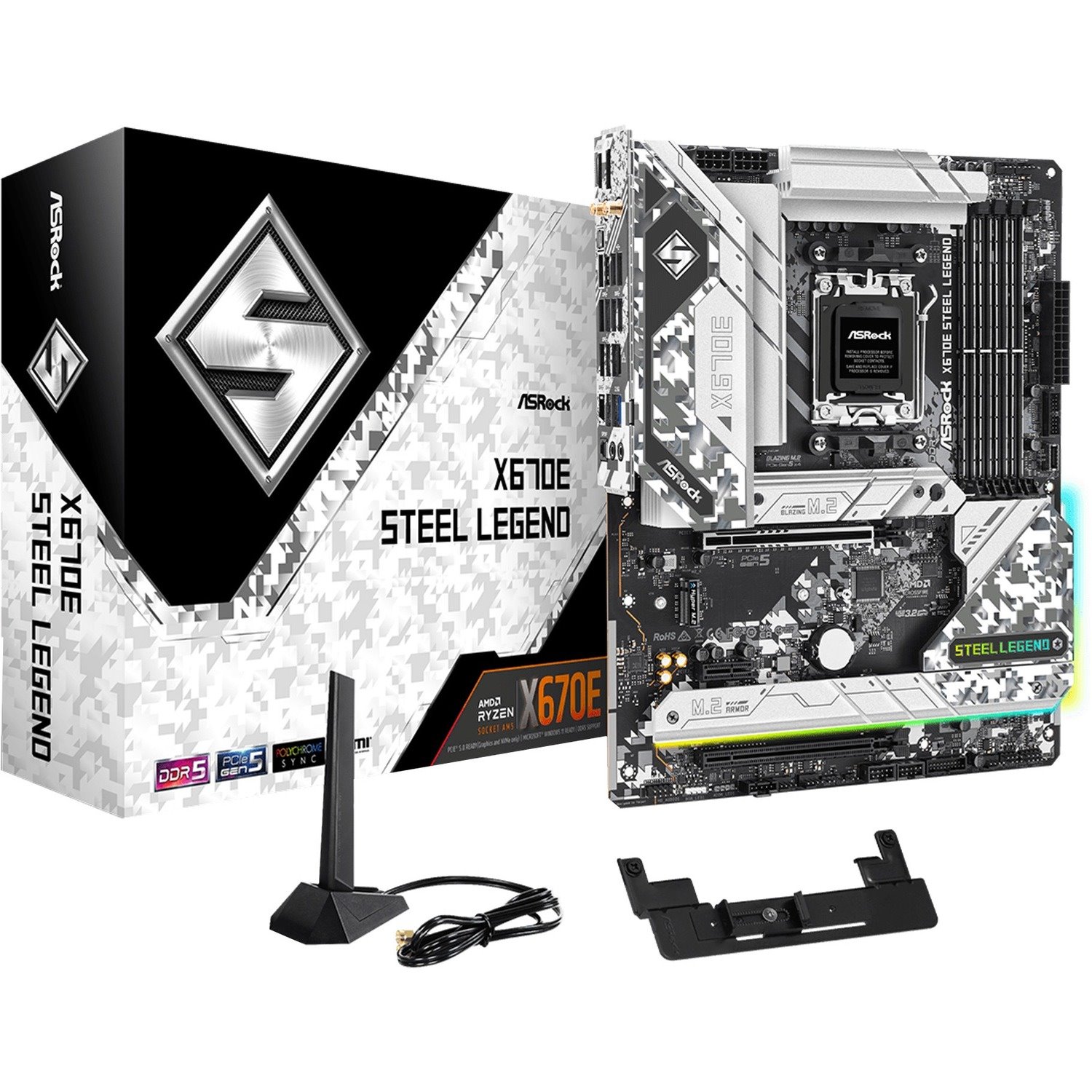 ASRock X670E STEEL LEGEND Gaming Desktop Motherboard - AMD X670 Chipset - Socket AM5 - ATX