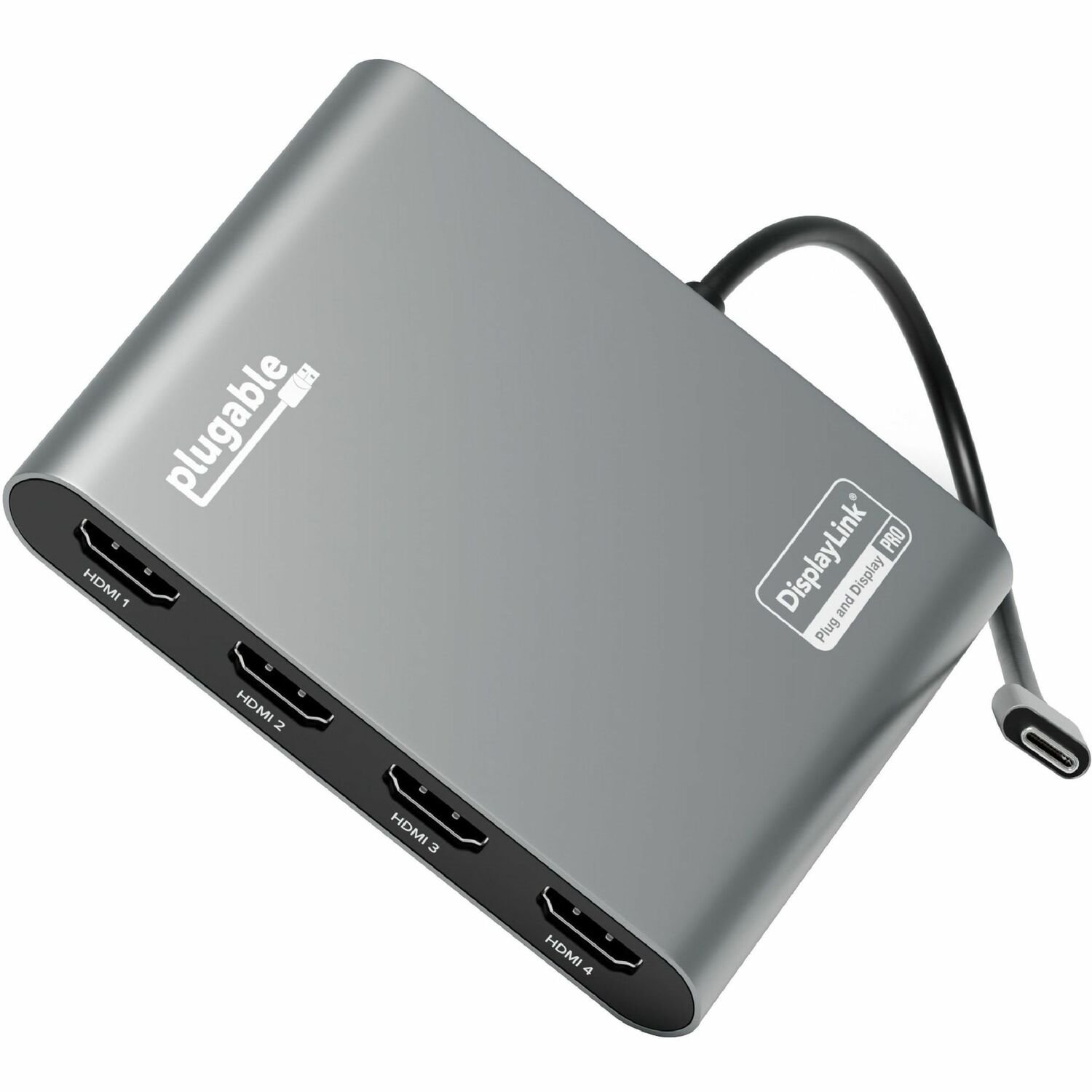 Plugable USB C to Quad HDMI 4K Adapter with 100W PD Pass-Though Power Delivery for Windows, Mac M1/M2/M3/M4, Thunderbolt, and USB-C Laptops