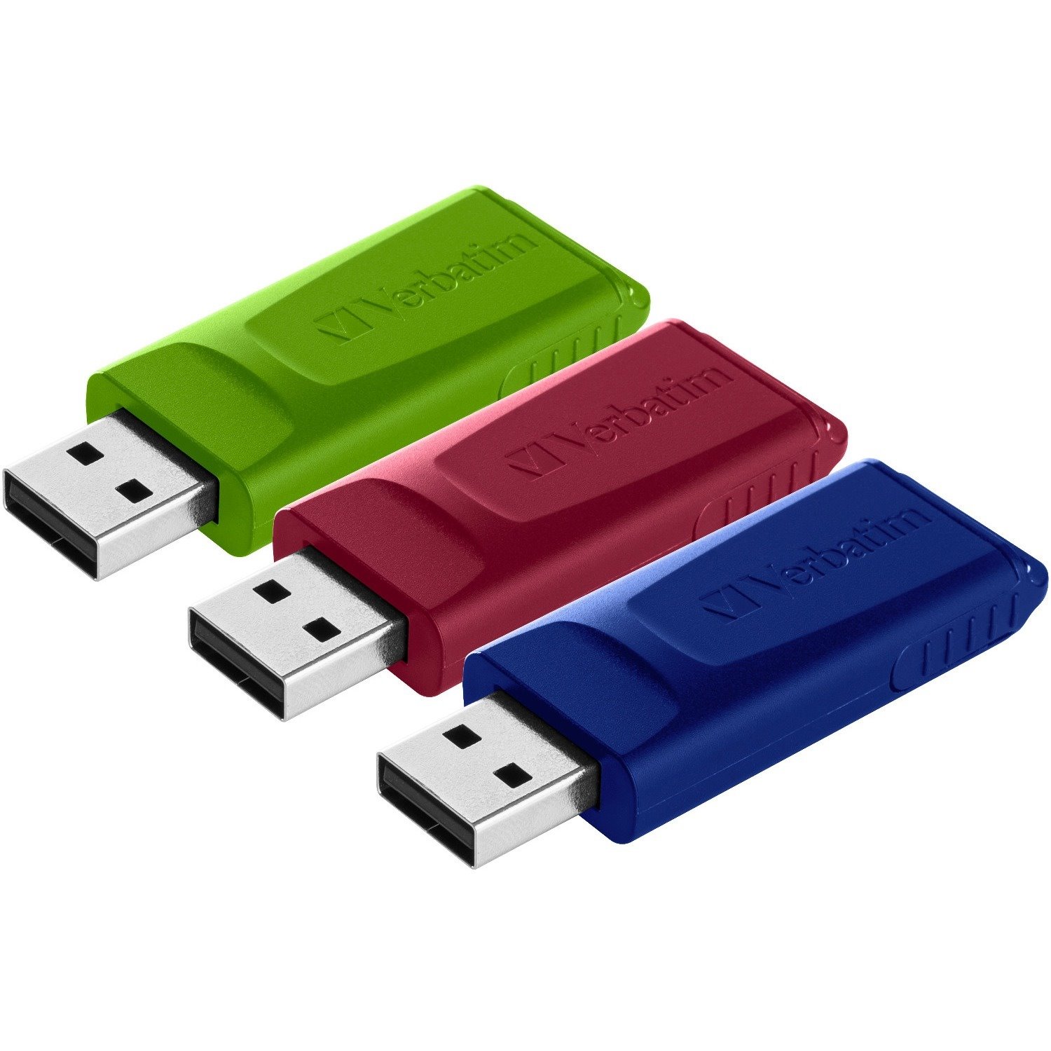 Verbatim Slider 16 GB USB 2.0 Type A Flash Drive - Red, Blue, Green
