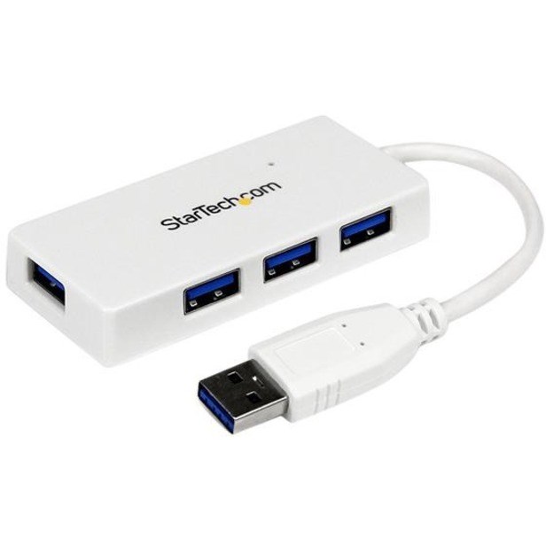 StarTech.com Portable 4 Port SuperSpeed Mini USB 3.0 Hub - 5Gbps - White