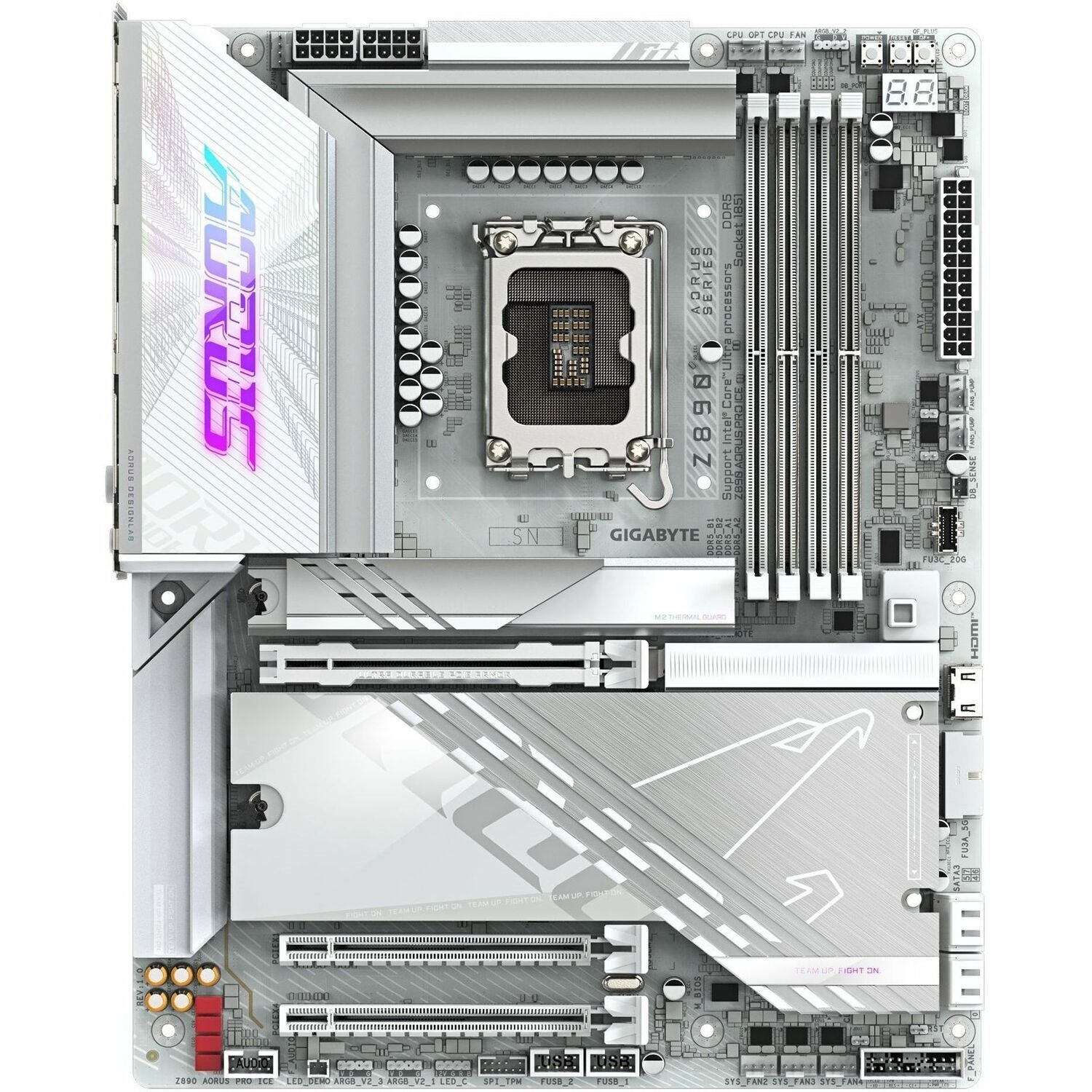 Aorus Ultra Durable Z890 PRO ICE Gaming Desktop Motherboard - Intel Z890 Chipset - Socket LGA-1851 - ATX