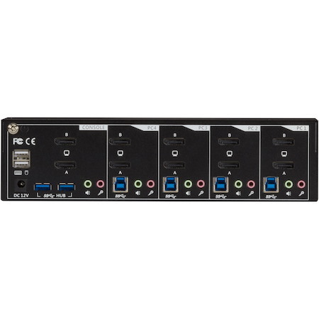 Black Box KVM Switch - Dual-Monitor, DisplayPort 1.2, 4K 60Hz, USB 3.0 Hub, Audio