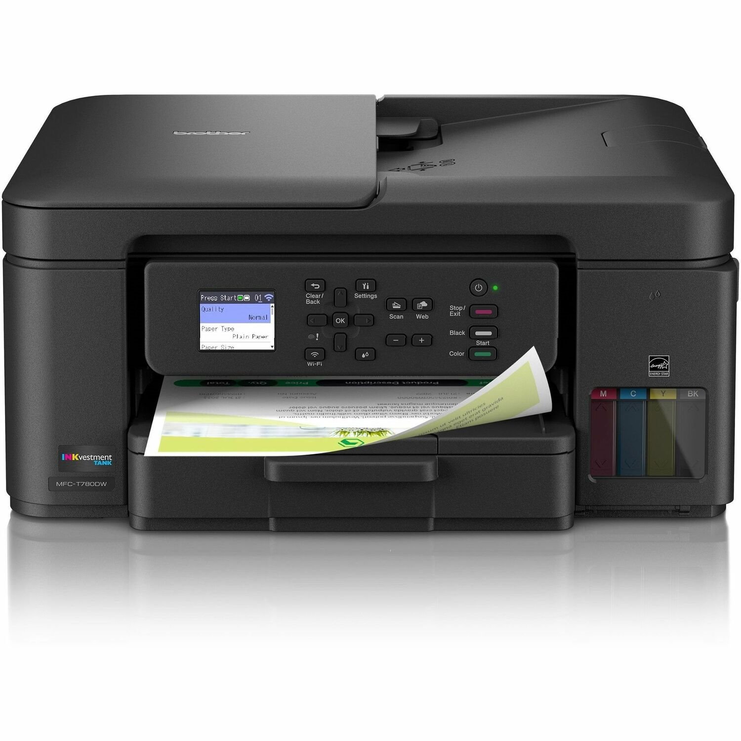 Brother MFC-T780DW Wired & Wireless INKvestment Tank Inkjet Multifunction Printer - Color