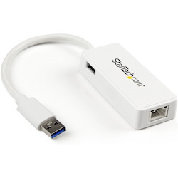 StarTech.com USB 3.0 to Gigabit Ethernet Adapter NIC w/ USB Port - White