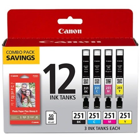 Canon Original Inkjet Ink Cartridge - Cyan, Magenta, Yellow, Black - 12 / Pack