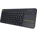 Logitech K400 Plus Keyboard - Wireless Connectivity - USB Interface - TouchPad - QWERTY Layout - Black