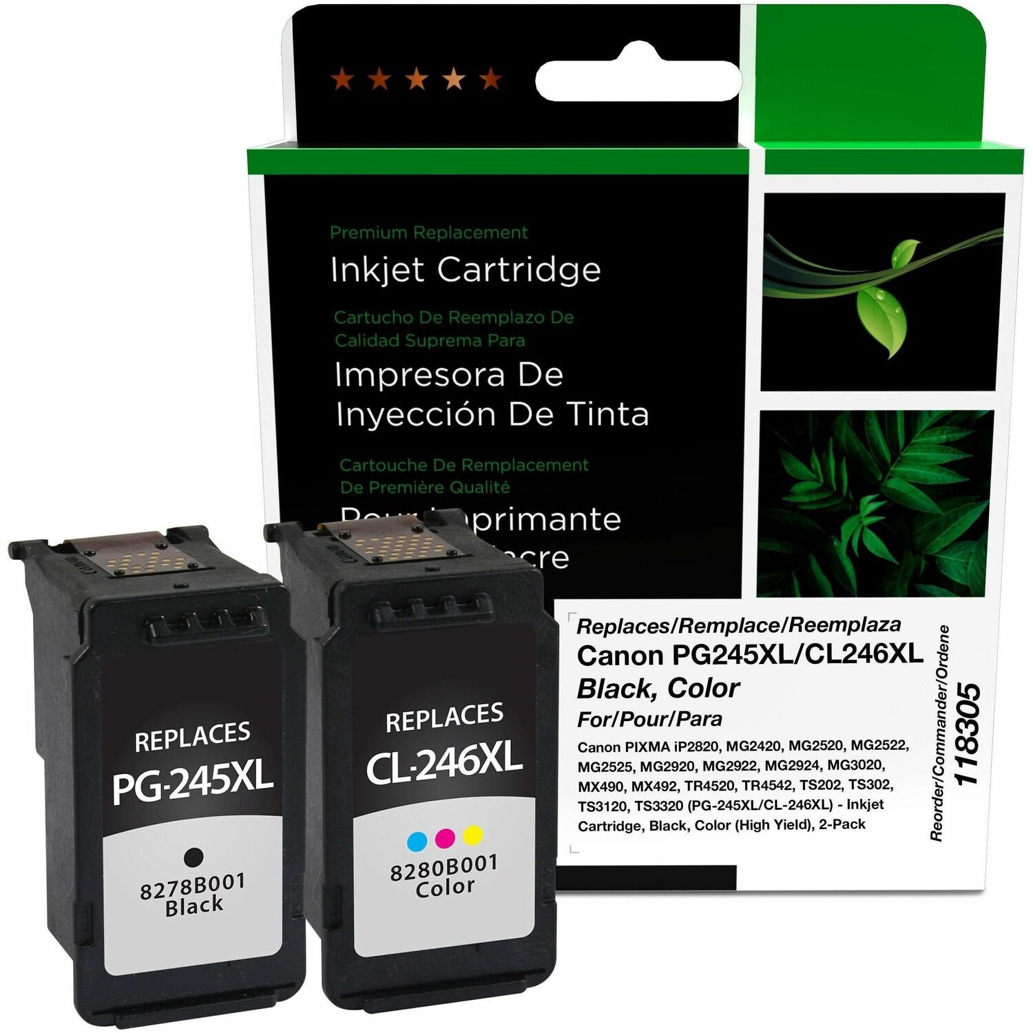 Clover Imaging Remanufactured High Yield Black, Color Ink Cartridges for Canon PG-245XL/CL-246XL 2-Pack