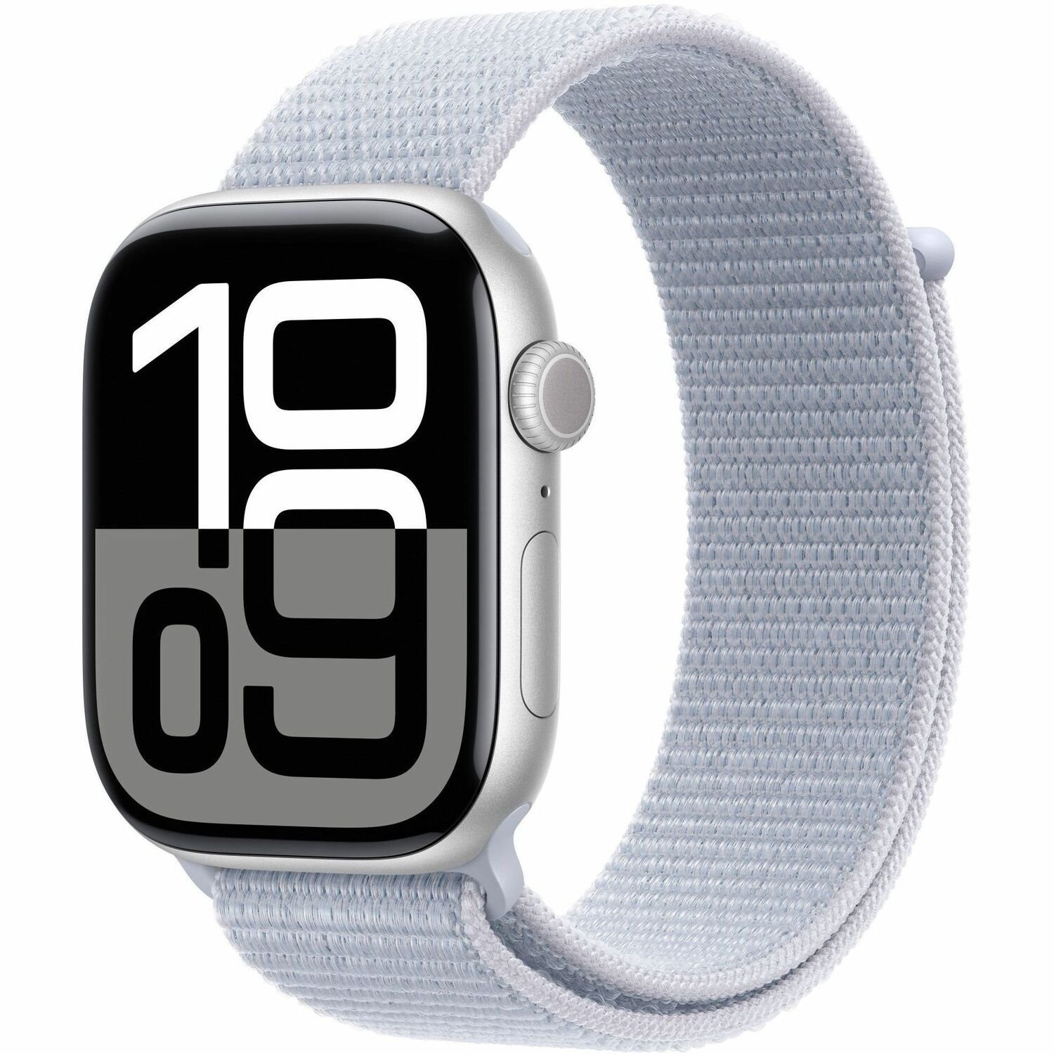 Apple Watch Series 10 Smart Watch - 46 mm Case Height - 39 mm Case Width - Silver Case Color - Blue Cloud Band Color - Aluminium Case Material - Wireless LAN