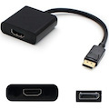 AddOn HP® QX591AV Compatible DisplayPort 1.2 Male to HDMI 1.3 Female Black Adapter Which Requires DP++ For Resolution Up to 2560x1600 (WQXGA)