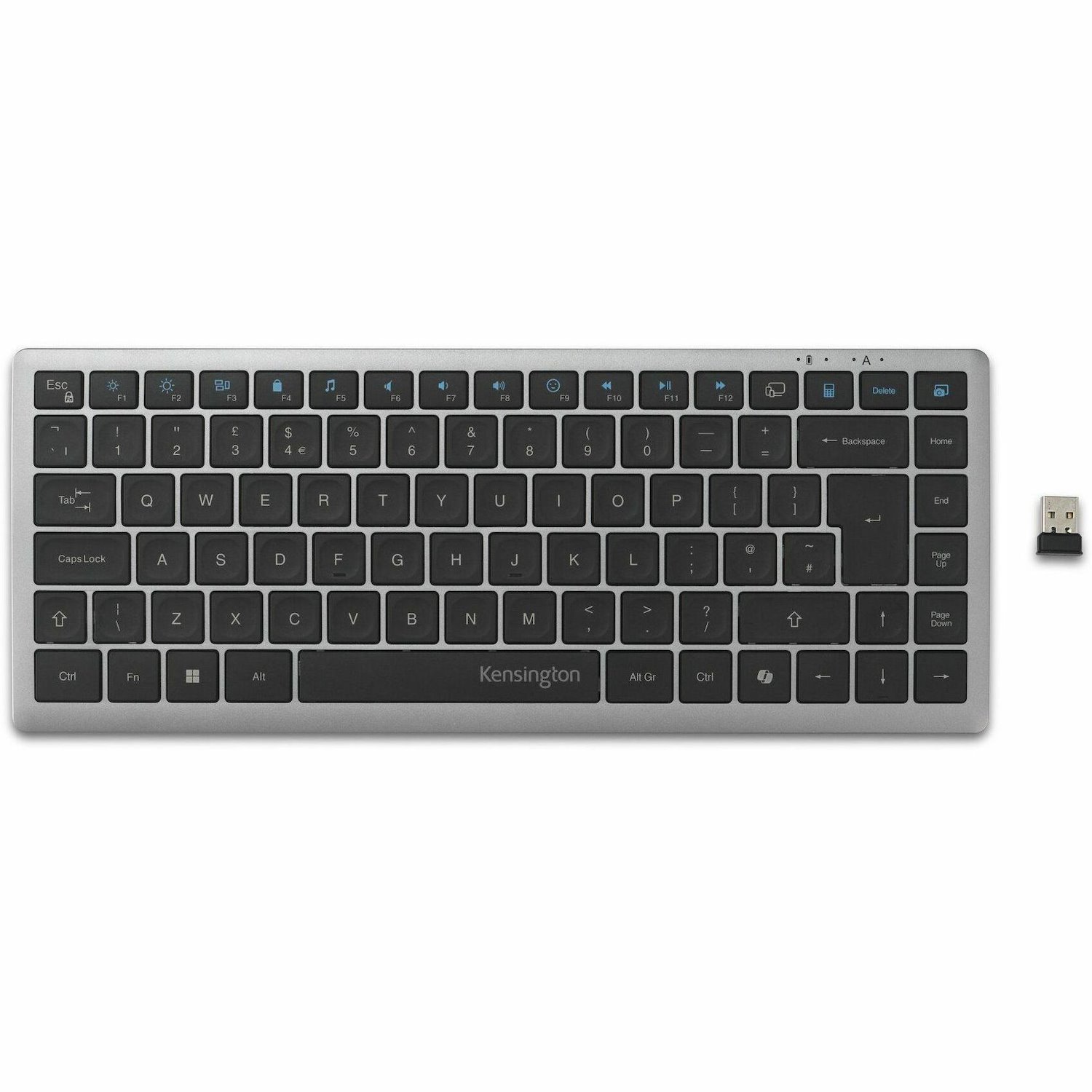 Kensington KB435 Toetsenbord - Compact - Draadloos Verbinding - USB type A Interface - Internationaal Engels - QWERTY indeling - Grijs
