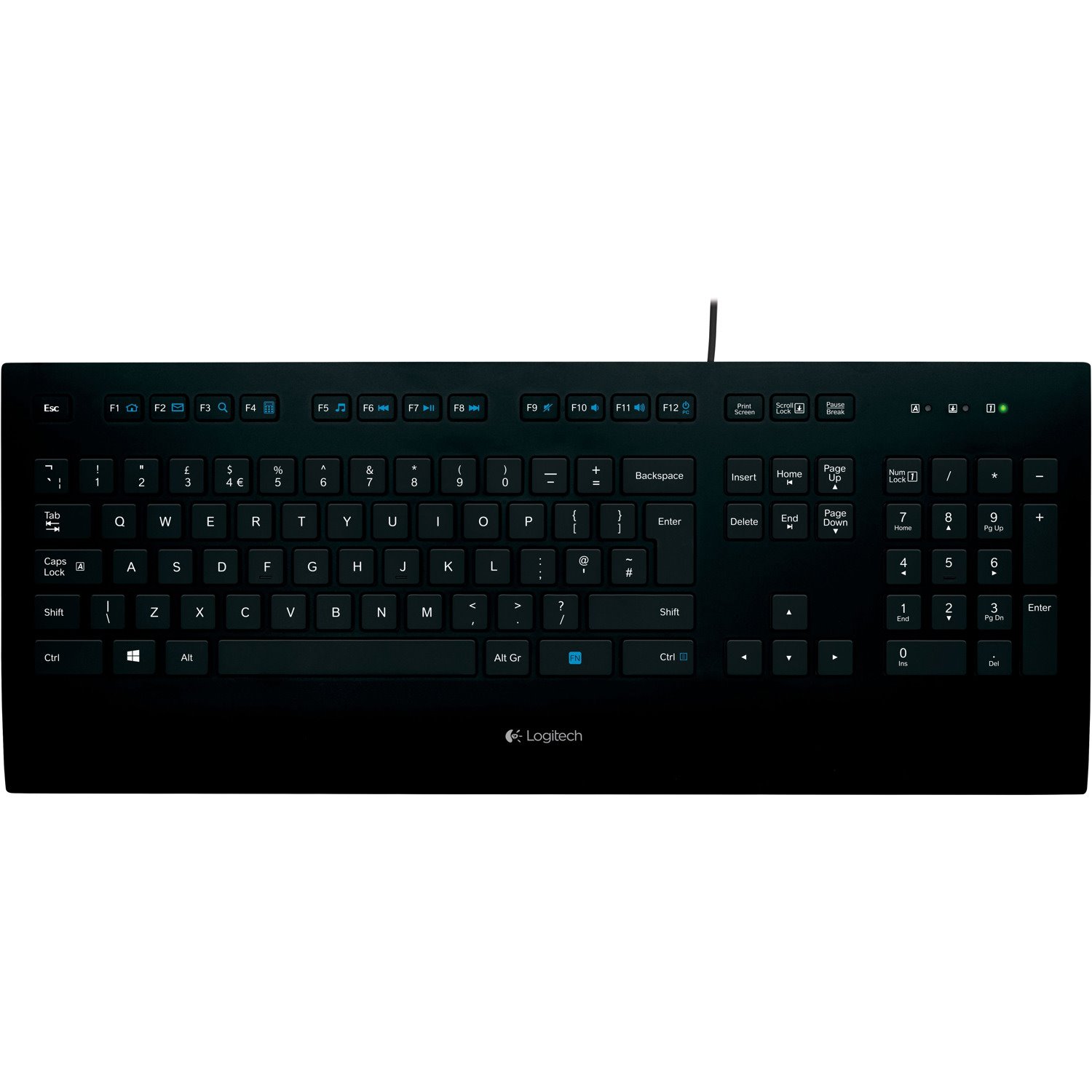 Logitech K280e Keyboard - Cable Connectivity - USB 2.0 Interface - Black