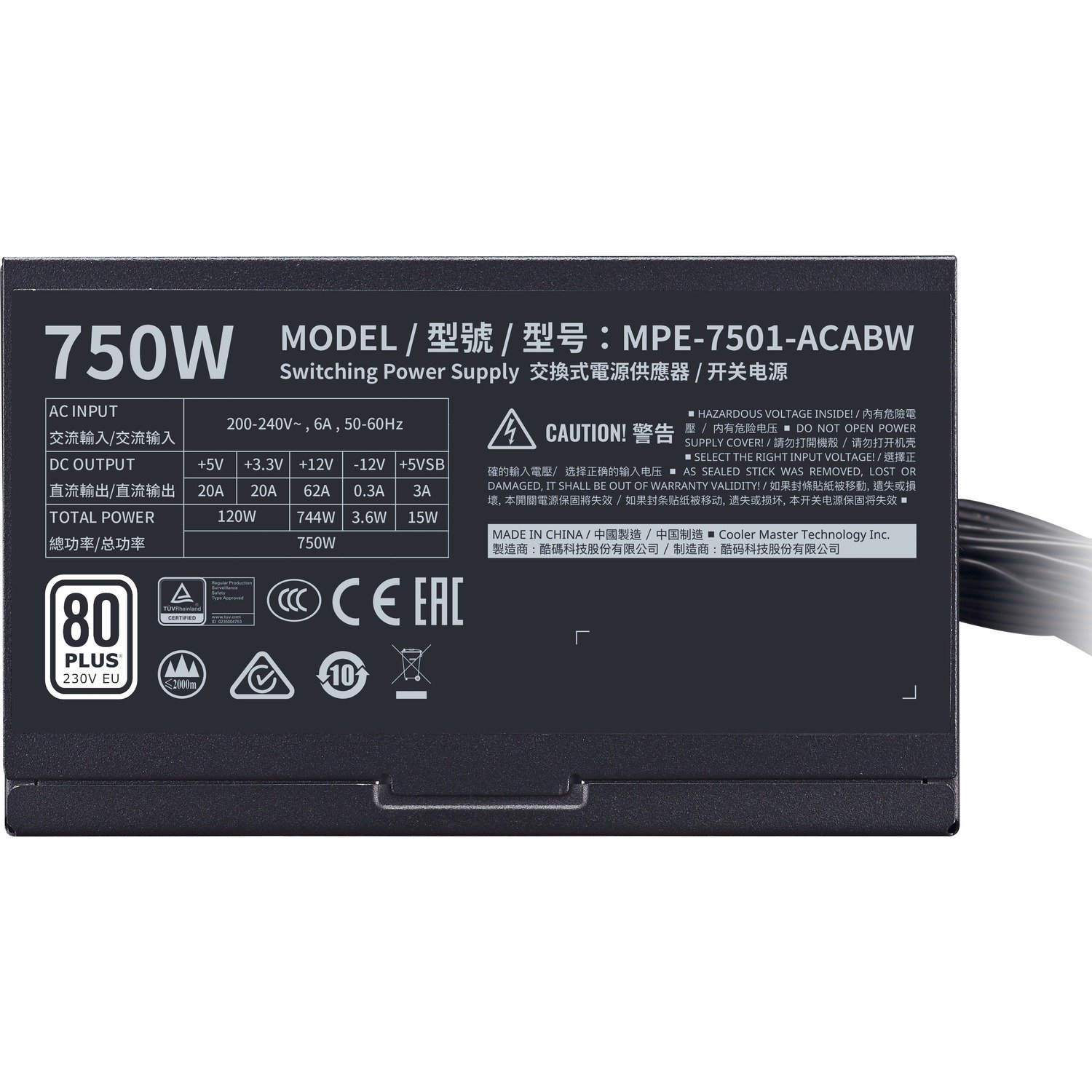 Cooler Master MPE-7501-ACABW ATX12V/EPS12V Power Supply - 750 W