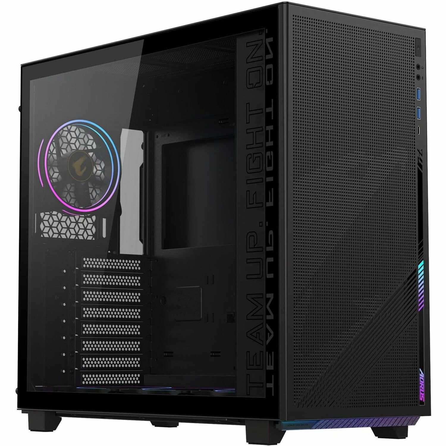 Aorus Gaming Computer Case - ATX Motherboard Supported - Mid-tower - Glass, Tempered Glass, Steel, Plastic - Black